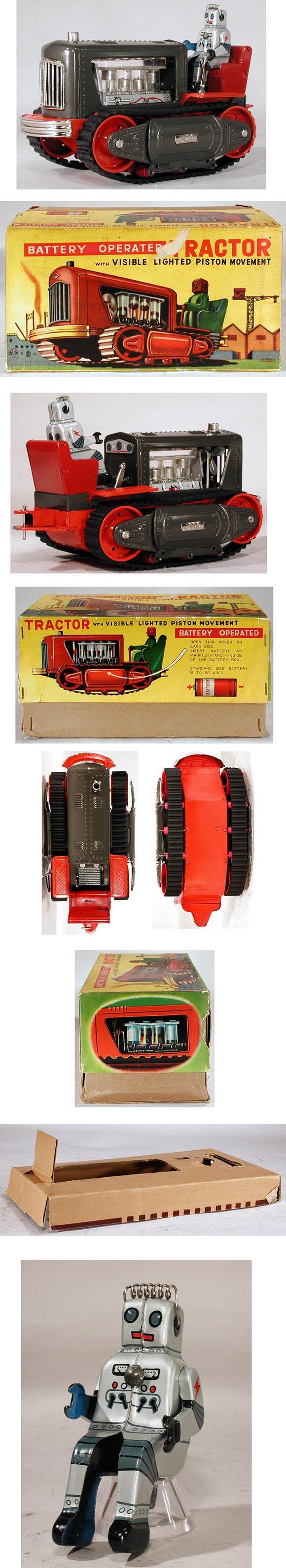 c.1957 Nomura, Battery Operated (Robot) Tractor in Original Box